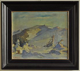 Alfred Nickisch (Schlesien) : Riesengebirge, Öl/Pappe - Kunsthandel Steutzger