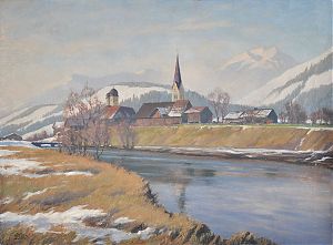 Carl Kessler (1876-1968): Füssen im Winter. - Öl/Leinwand - Antiquariat Steutzger