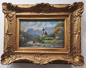 Leopold/Lev Richter (*1884) : Ramsau. - Öl/Holz, 1. Viertel 20. Jh. - Antiquariat &  Kunsthandel Joseph Steutzger / Buch am Buchrain & Wasserburg am Inn