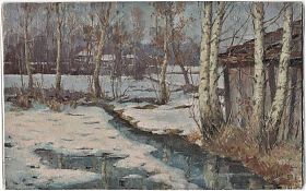 German Klenner: Winter im Hochmoor (Chiemgau) - Öl/Hartfaser - Joseph Steutzger. / Kunsthandel / Buch am Buchrain & Wasserburg am Inn