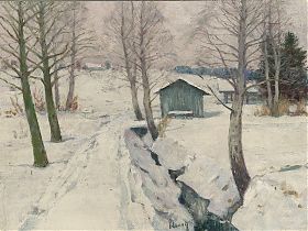 German Klenner : Winter im Chiemgau - Öl/Hartfaser - Joseph Steutzger. / Kunsthandel / Buch am Buchrain & Wasserburg am Inn