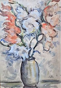 Fred Thieler (1916 Königsberg-Berlin 1999) : Blumen in Vase. - Aquarell. - Joseph Steutzger / Kunsthandel / Wasserburg am Inn  & Buch am Buchrain