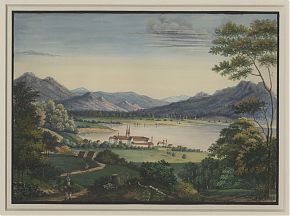 Tegernsee: Aquarell, monogrammiert & datiert 1854 - Antiquariat Joseph Steutzger / Buch am Buchrain & Wasserburg am Inn