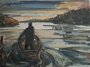 Rainer Devens ('1939) : Auf dem Inn / Acryl - Joseph Steutzger / Kunsthandel & Antiquariat / Wasserburg am Inn & Buch am Buchrain