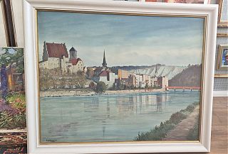 Karl Wähmann : Wasserburg am Inn - Öl/Holzplatte / Joseph Steutzger / Kunsthandel / Wasserburg am Inn & Buch am Buchrain