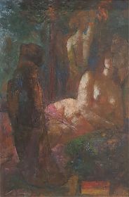 Rudolf Englberger (1908 Gabersee-Wasserburg am Inn 1985) : Der Novize. - Öl auf Platte - Kunsthandel Joseph Steutzger / Wasserburg am Inn & Buch am Buchrain