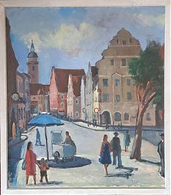 Richard Walberer : Ingolstadt / Am Stein. - Öl/Hartfaser. -  Antiquariat Joseph Steutzger / Buch am Buchrain & Wasserburg am Inn